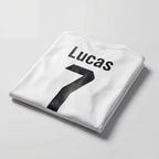 Personalisiertes Kinder-Fußball Set Weiß mit eigenem Namen und Nummer