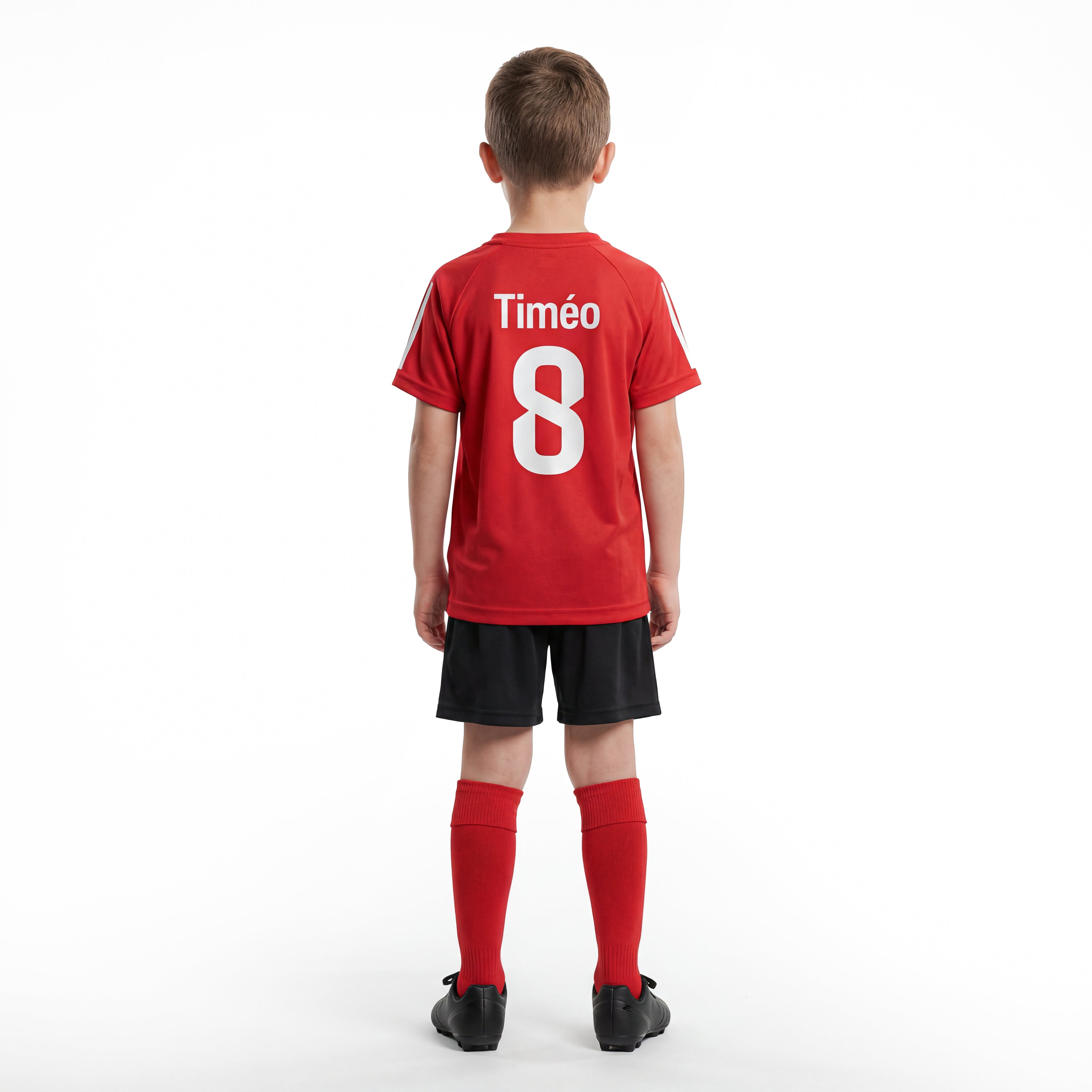 Personalisiertes Kinder-Fußball Set Rot mit Namen und Nummer