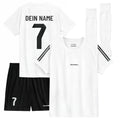 Personalisiertes Kinder-Fußball Set Weiß mit eigenem Namen und Nummer