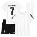 Personalisiertes Kinder-Fußball Set Weiß mit eigenem Namen und Nummer