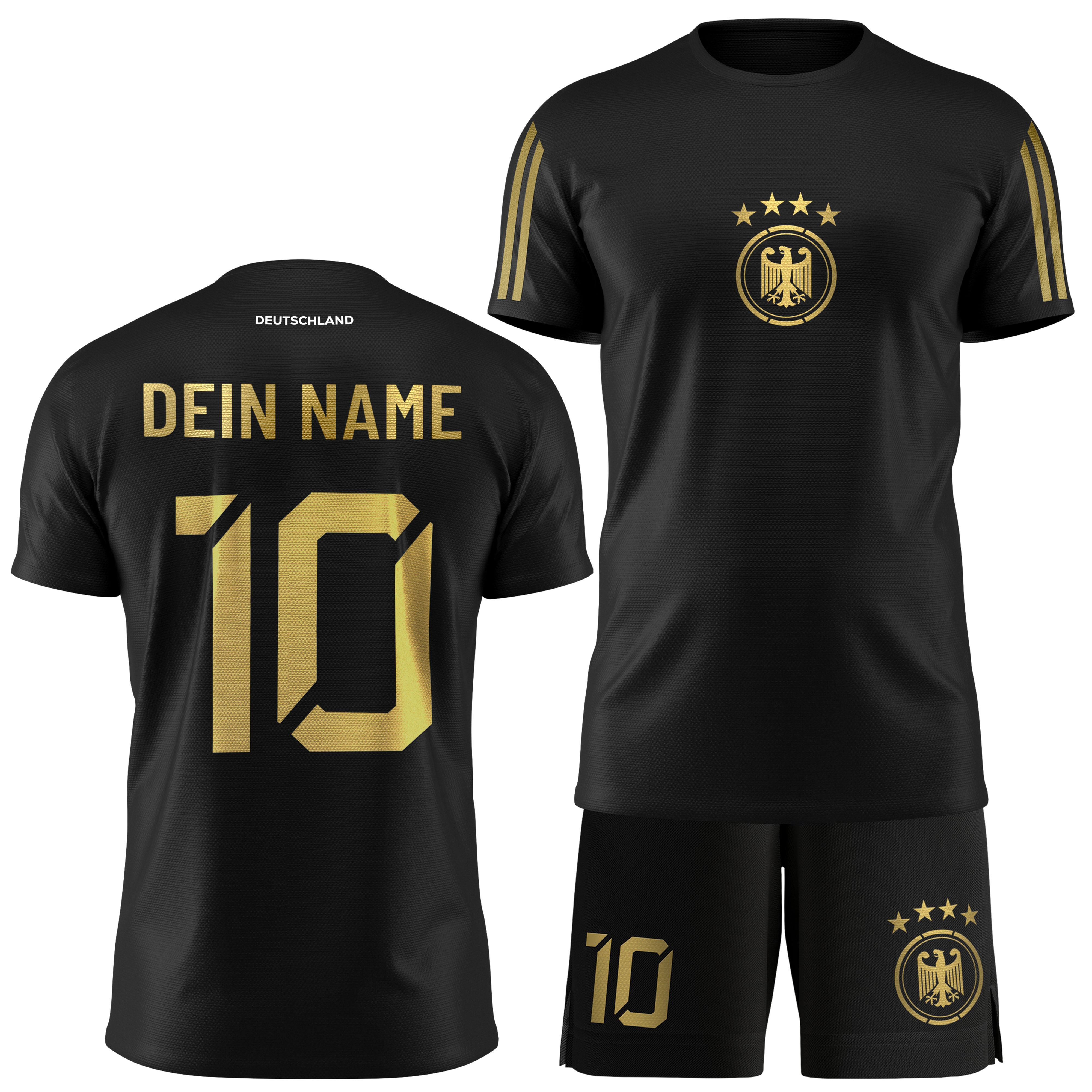 Fußball Deutschland Set Schwarz Gold Kinder personalisiert – numlo